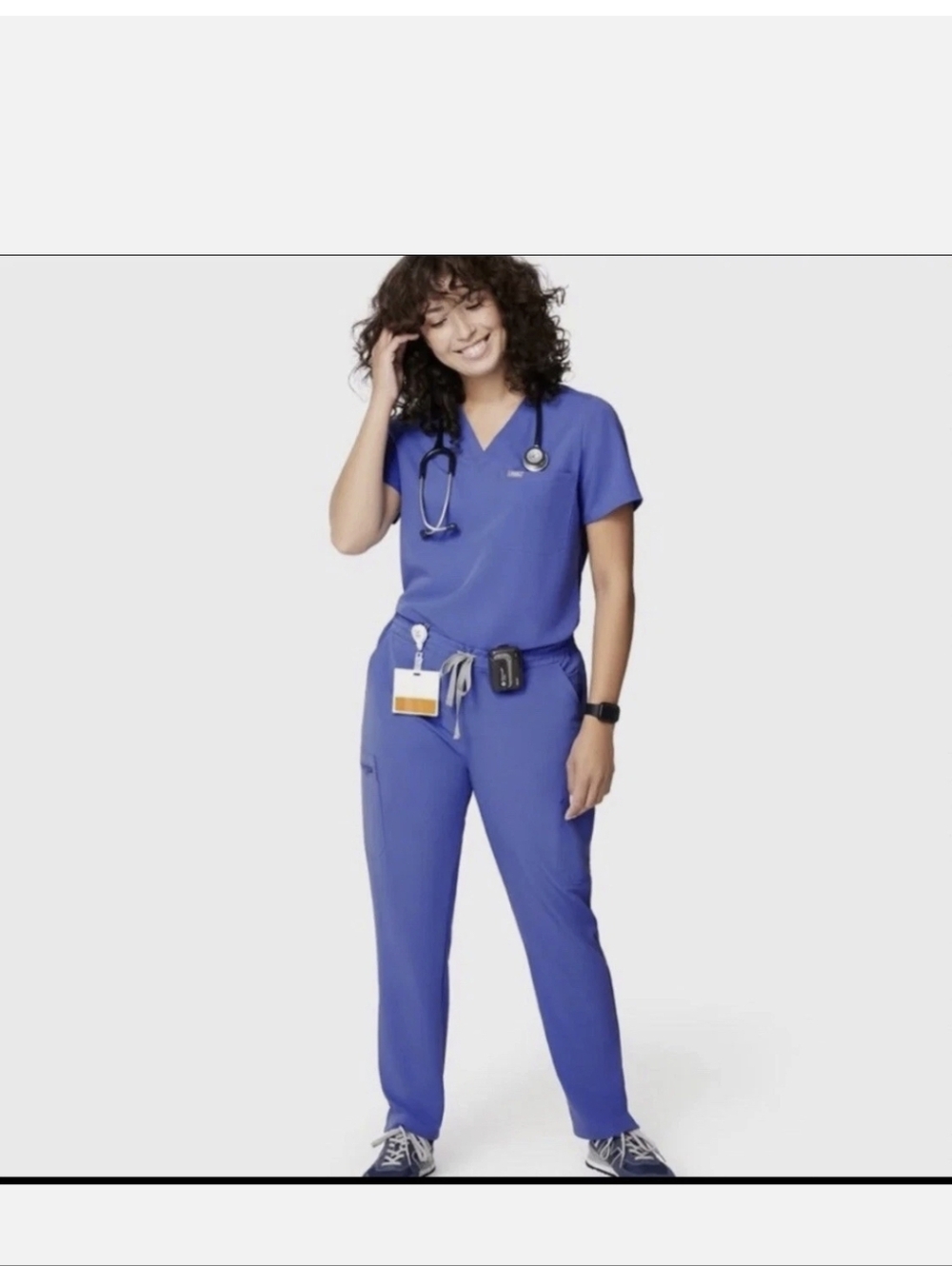 Women's Figs Medical Scrub Set - PURPLE/BLUE SZ.XL